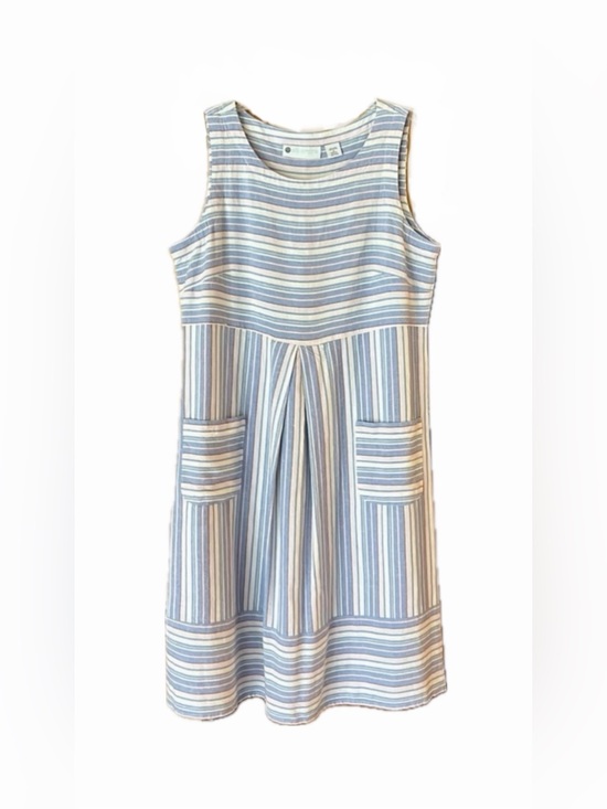 ella simone Dresses & Skirts - Ella Simone Linen & Rayon Striped Boho Peasant Shift Dress With Pockets X-Large